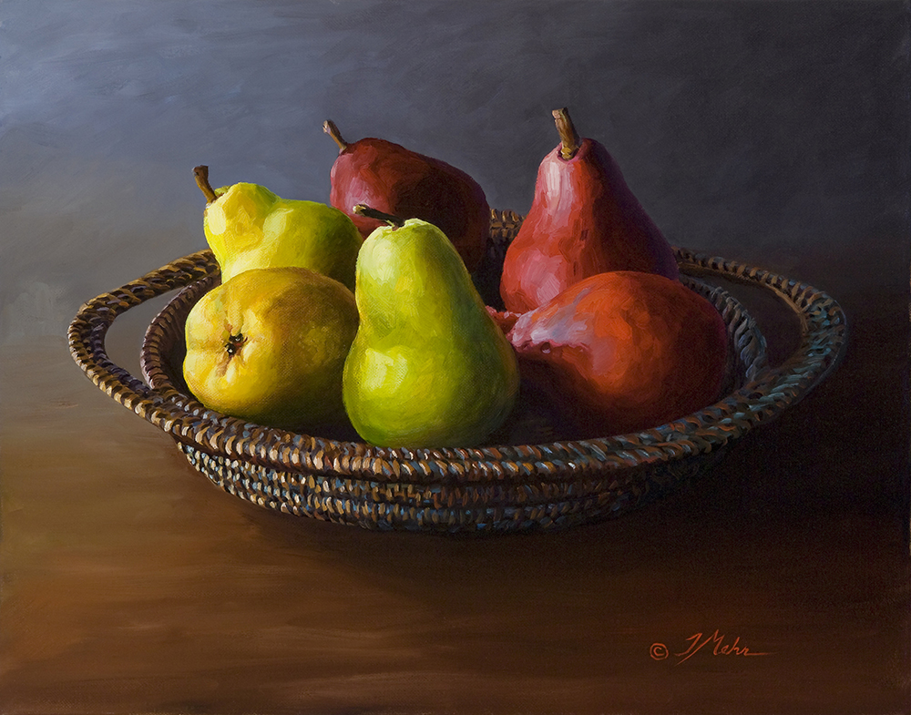Woven Basket with Pears